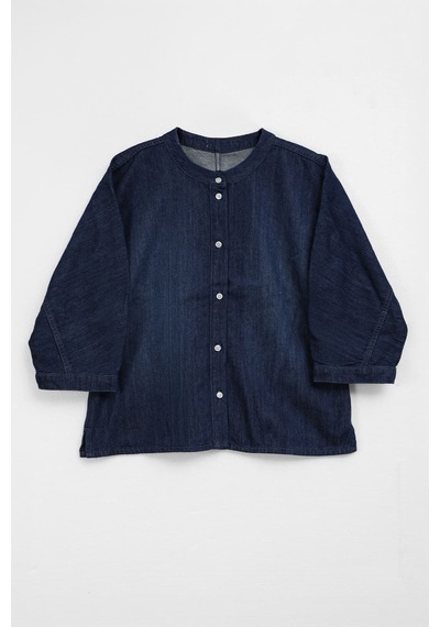 Blue White Bluew White Kadın İndigo Hakim Yaka Bol Kesim Denim Gömlek 36
