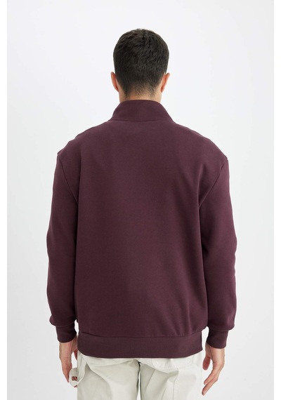 DeFacto Comfort Regular Fit Rahat Kalıp Fermuarlı Dik Yaka Basic Düz Sweatshirt X7405AZ24AUBR150 DeFacto Comfort Regular Fit Rahat Kalıp Fermuarlı Dik Yaka Basic Düz Sweatshirt X7405AZ24AUBR150