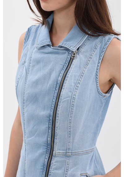 Banny Jeans Kadın Açık Mavi Fermuarlı Jean Elbise Açık Mavi