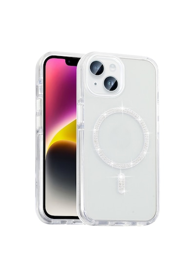Zore İphone 13 Kılıf Taşlı Tasarım M-safe Şarj Özellikli Zore Koment Silikon Kapak - Gold Altın