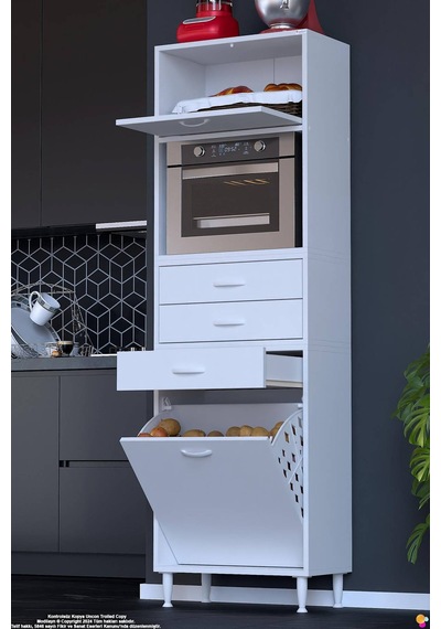 Asaf 65 Cm Sepetli Beyaz Mutfak Dolabı Tek Kapaklı Kahve Köşesi Organizer Dolap 65x194x32 Cm Asaf 65 Cm Sepetli Beyaz Mutfak Dolabı Tek Kapaklı Kahve Köşesi Organizer Dolap 65x194x32 Cm