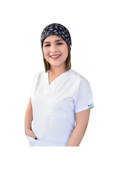 Unisex Siyah Otantik Hastane Doktor Hemşire Aşçı Cerrahi Bonesi Beyaz Beyaz