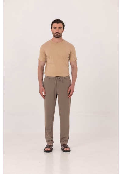 Sabri Özel Kahve %100 Pamuk Bisiklet Yaka Düz Renk Basic T-shirt