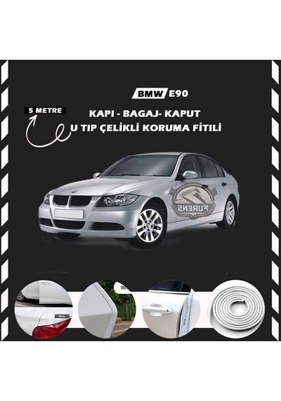 Bmw E90 Oto Araç Kapı Koruma Fitili 5 Metre Parlak Beyaz Renk