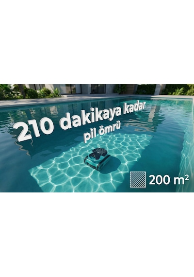 ISEE ROBOT Manta Havuz Temizleme Robotu Kablosuz 200m² Zemin+Duvar+Kenar Şarjlı 7 Mod Mobil Uygulama