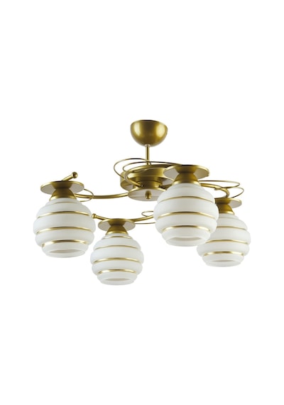 Goldina Modern Plofonyer Gold Kasa Simli Camlı Dörtlü Avize Diğer