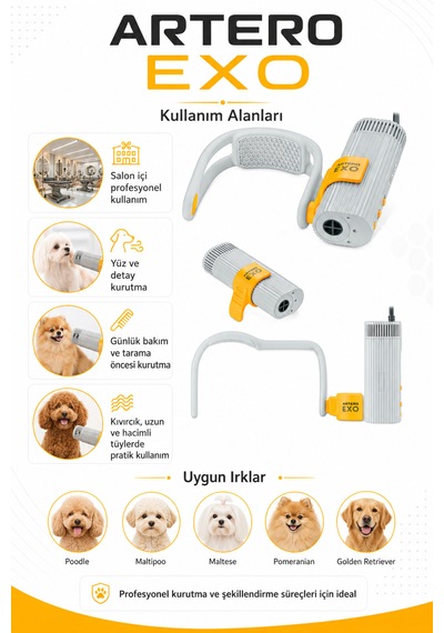 Artero Boyun Askılı Kedi Köpek Kurutma Ve Fön Makinesi Profesyonel Gri