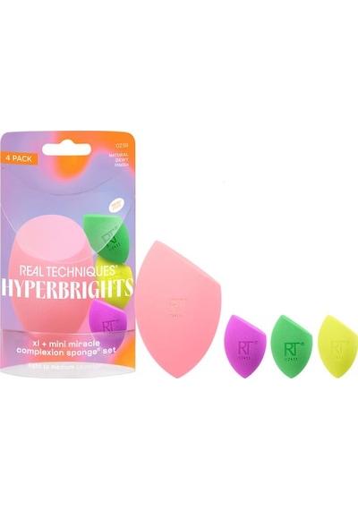 Real Techniques Hyperbrights Xl + Mini Miracle Complexion Sponge Set