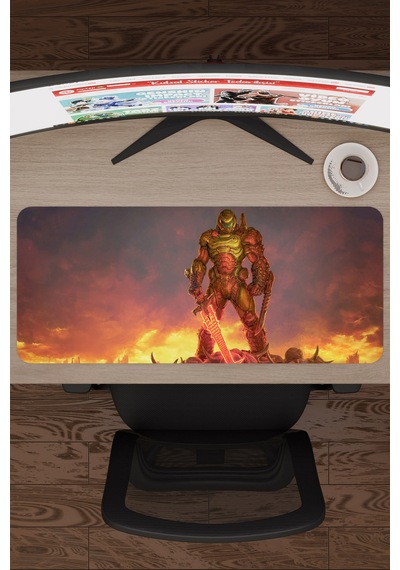 Doom Kaymaz Dikişli Kauçuk Oyuncu Mousepad V4 - 70x30 Xl Gaming Mouse Pad Fare Altlığı