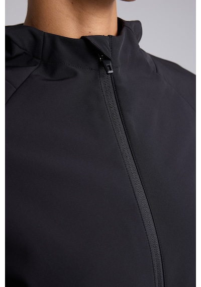 Defacto Rüzgar Geçirmez Su İtici Softshell Slim Fit Kapüşonlu Fermuarlı Cepli Yağmurluk C4951ax26aubk81 Siyah-bk81