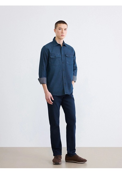 LC Waikiki Lcw Jeans Indigo Regular Fit Erkek Jean Gömlek Dark Rodeo