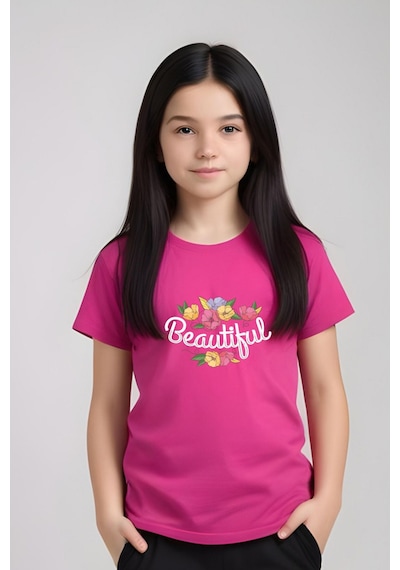 Panios Kids Beautiful Baskılı Kız Çocuk Tişört Ve Eşofman Alt-üst Takım Fuşya Panios Kids Beautiful Baskılı Kız Çocuk Tişört Ve Eşofman Alt-üst Takım Fuşya
