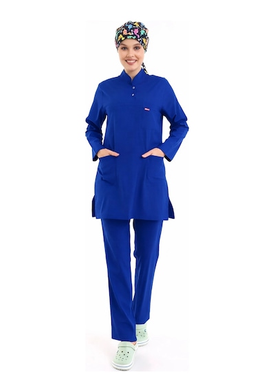Soft Likralı Tesettür Forma Takım İki Çıtçıt - 6411 Saks Mavi 6411 Saks Mavi Soft