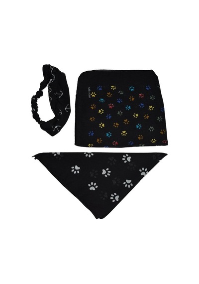 Pati Desenli Bandana Seti Kahverengi