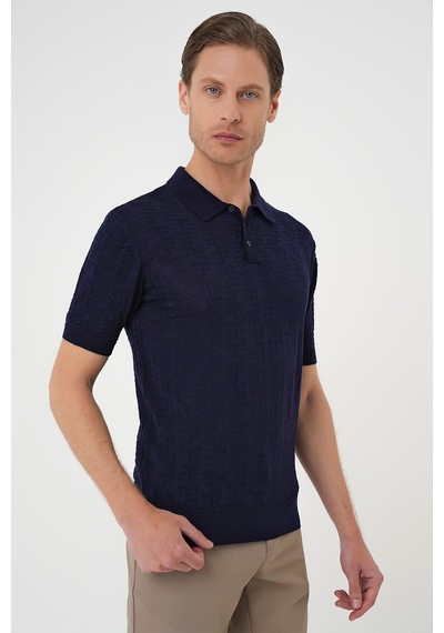 Efor Comfort Fit Polo Yaka Pamuklu Kısa Kol Casual Lacivert Triko Tişört Tr 880 Lacivert