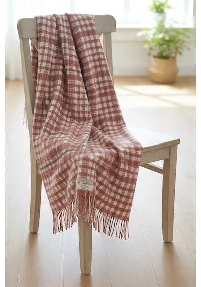 Merinos Cozy Life Pamuklu Skoç Battaniye Maria Pembe