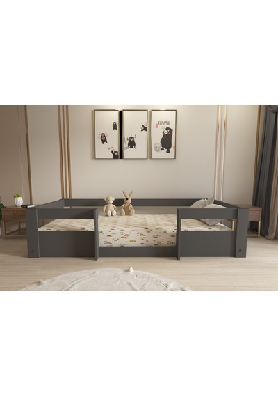 Herseycik Ninnimo Montessori 90X190 Yatak Uyumlu Karyola M4-4 Antrasit