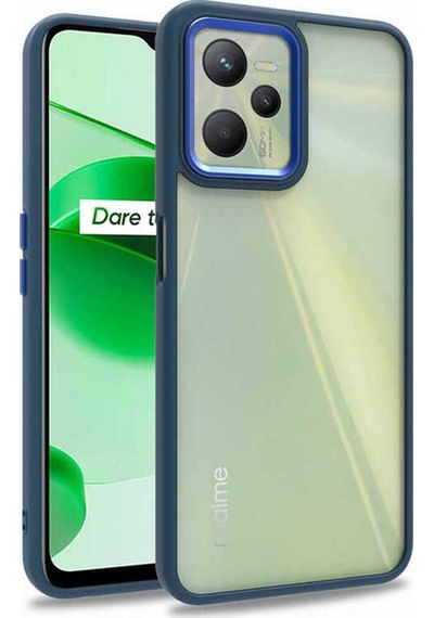 Realme C35 Kılıf Zore Flora Kapak Mavi