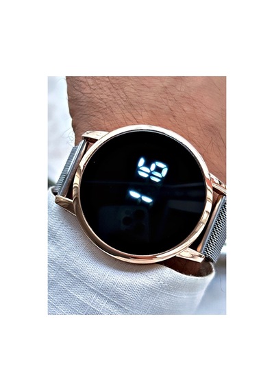 Led Dijital Hasır Mıknatıslı Kordon Erkek Kol Saati Gümüş-rose - 654741913 Gümüş