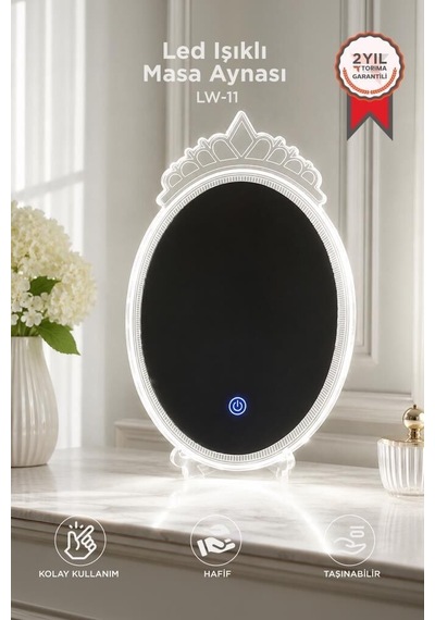 Premium Dekoratif Kristal Elmas Led Işıklı Masa Aynası Lw11 Makyaj Masaüstü Kadın Çok Renkli