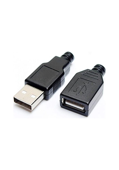 2 Adet Plastik Kapaklı Usb A Tipi Erkek Soket 2 Adet Usb Dişi