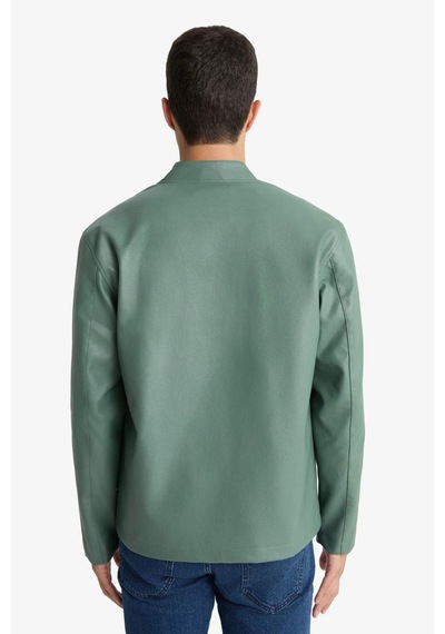 Defacto Su İtici Slim Fit Suni Deri Mont D8525ax26spkh458 Haki-kh458