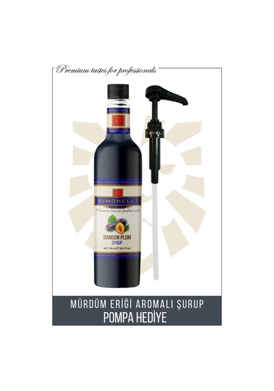 Simonelli Kahve ve Kokteyl Şurubu Mürdüm Eriği Aromalı 700 ML + Pompa