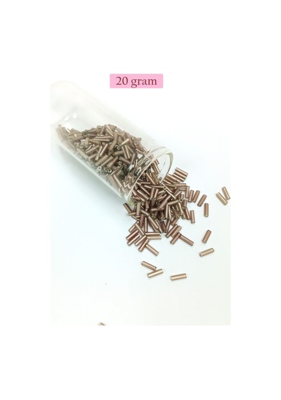 Uzun Boru Kesme Boncuk Çap 2mm Uzunluk 10 Mm - 20 Gram - Koyu Bej - Bnc225