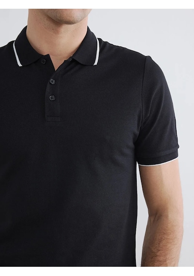 Lc Waikiki Siyah Polo Yaka Pike Erkek Tişört