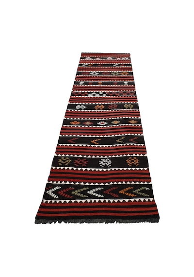 Zehra Abla Halı El Dokuması Eşsiz Yekpare Malatya Yolluk Yün Kilim 7494 Çok Renkli