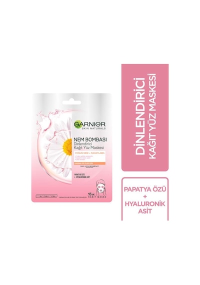 Garnier Nem Bombası Dinlendirici Kağıt Yüz Maskesi