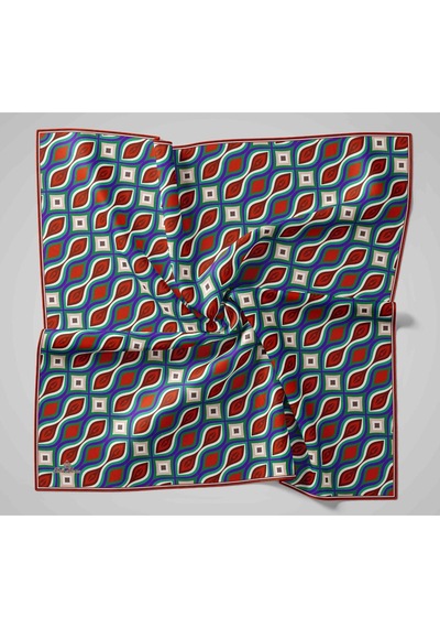Silk Home Twill İpek Eşarp 11470-39 Patina Yeşili, Koyu Yeşil, Kırmızı