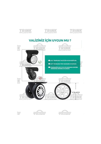 Trink Çanta Silikon Bavul Valiz Tekerlek Koruyucu 8 Adet Siyah Siyah