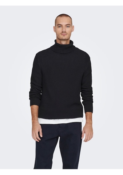 Only & Sons Onstuck 7 Roll Neck Knit Erkek Siyah Kazak - 22022595