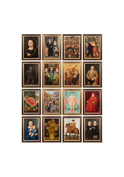 Fernando Botero Tabloları 16'lı Sticker Seti Laptop Defter Ajanda Çerçeveli Etiket Çok Renkli