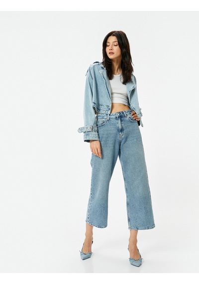 Koton Geniş Kısa Paça Kot Pantolon Standart Bel Pamuklu Cepli - Bianca Crop Jean Açık İndigo 4sal40009md Açık İndigo Koton Geniş Kısa Paça Kot Pantolon Standart Bel Pamuklu Cepli - Bianca Crop Jean Açık İndigo 4sal40009md Açık İndigo