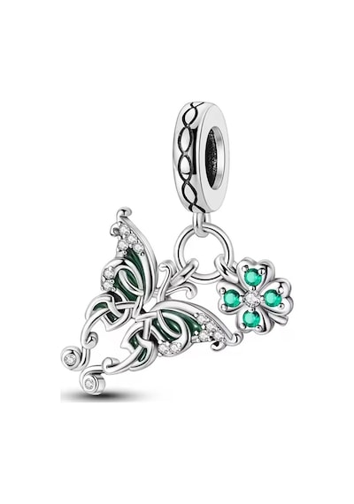 Kelebek Ve Yonca Sallantılı Charm Gümüş