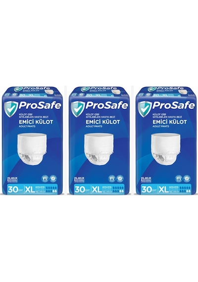 Prosafe Emici Külot Xlarge Ekstra Büyük Boy Hasta Bezi 90 Adet 3x30 Paket XL