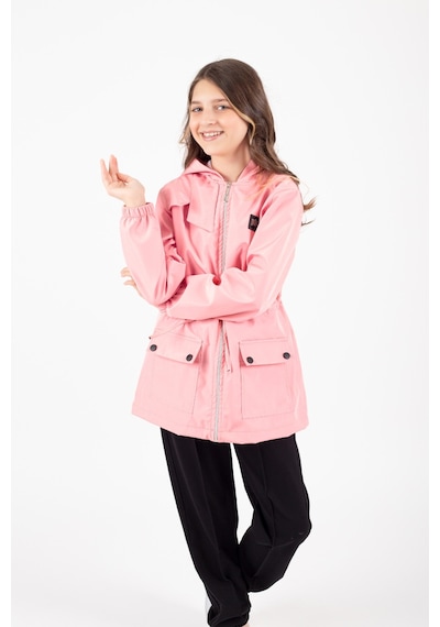 Mnk Baby & Kids Kız Çocuk Mevsimlik Su İtici Çıtçıt Kapamalı Cepli Yağmurluk M00752 Pembe