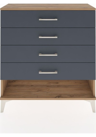 Arges Şifonyer 4 Çekmeceli 88x30x96 Çam-antrasit Atlas Çam