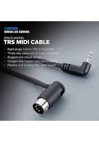 Bmıdı-2-35 60 Cm Yer Tasarrufu Sağlayan 3,5 Mm Trs 5 Pinli Midi Kablo, Çok Yönlü Fişli, Yük Standart