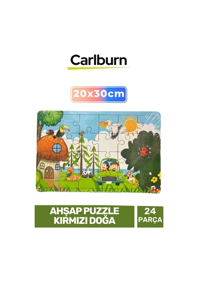 Özel Üretim Eğitici Zeka Geliştirici Öğretici Ahşap Puzzle Kırmızı Doğa - 24 Parça