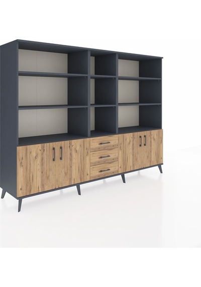 Hyperion Dolap 11 Raflı 3 Çekmeceli 4 Kapaklı 220x44x163 Antrasit-çam Atlas Çam - Antrasit Hyperion Dolap 11 Raflı 3 Çekmeceli 4 Kapaklı 220x44x163 Antrasit-çam Atlas Çam - Antrasit