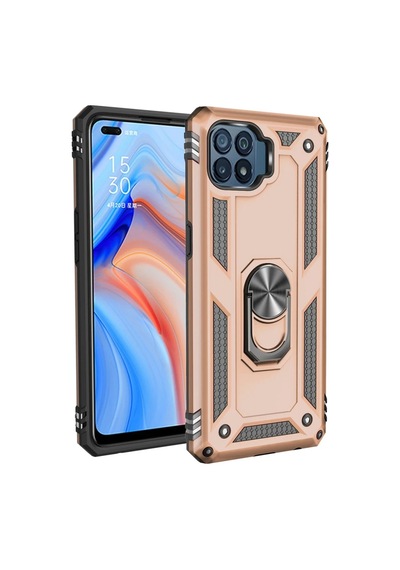 Newface Oppo Reno 4 Lite Kılıf Sofya Yüzüklü Silikon Kapak Semeglbl - 39 - Gold