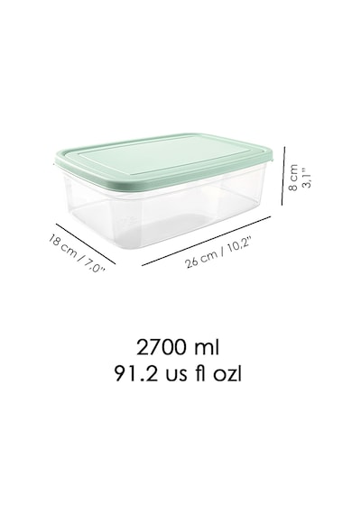 Meleni Home Dikdörtgen Mikrodalgaya Uygun Düzenleyici Organizer Erzak Saklama Kabı Yeşil 2700 ML 2 Adet Yeşil