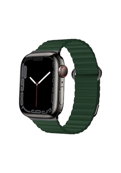 Apple Uyumlu  Watch 7 8 45 MM Kordon Mıknatıslı Magnetik Deri Kordon