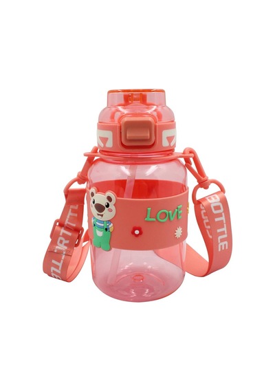Noki Kids Su Matarası Petg Pipetli Ayıcık Silikon Kemerli 800 Ml Çok Renkli
