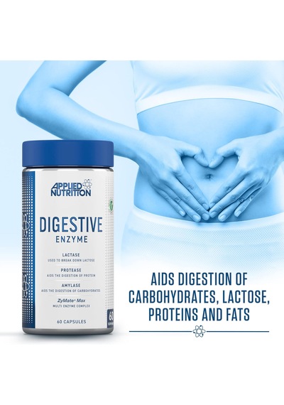 Applied Nutrition Digestive Enzyme Lactase Protease Amylase Digestion Flatulence Control 60 Aromasız