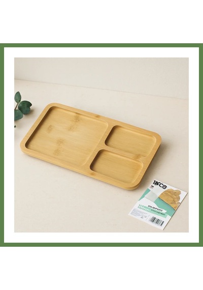 Bezos 3 Bölmeli Dikdörtgen Bambu Servis Tepsisi 24.8x13.8x1.4 Cm Hb006