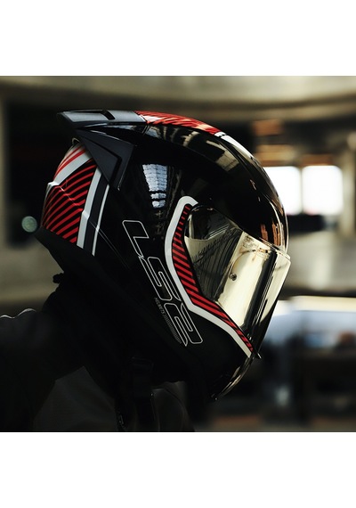 Gri Cam + Ls2 Rapid 2 Race Extra Kask Beyaz - Kırmızı